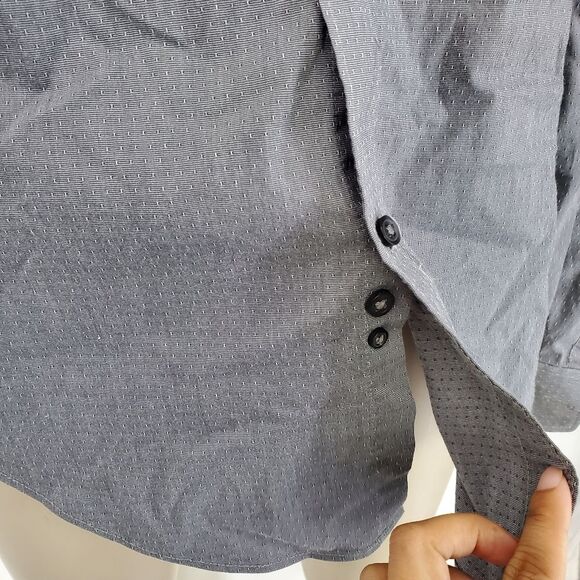 DKNY Slim Fit Stretch Gray Button Up Shirt - Picture 6 of 9